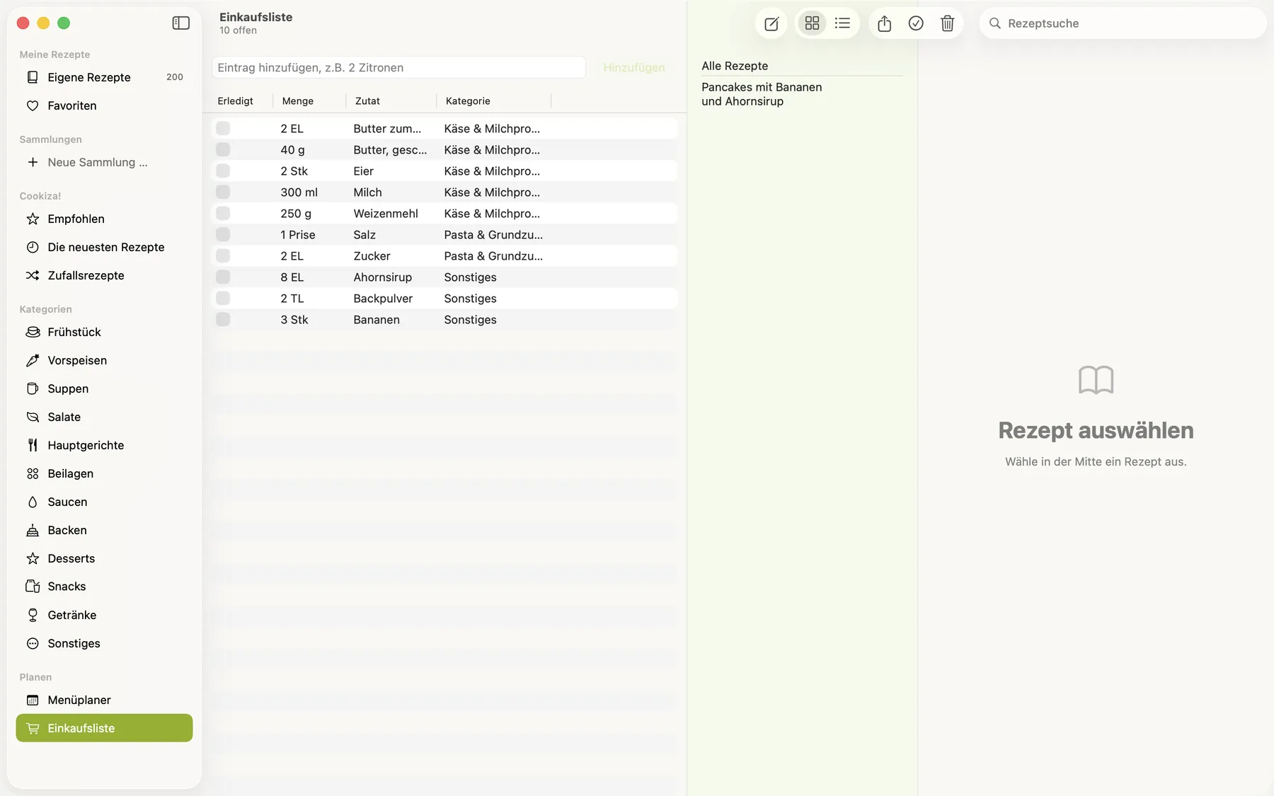 Cookiza! Mac – Die Einkaufsliste auch am Mac.